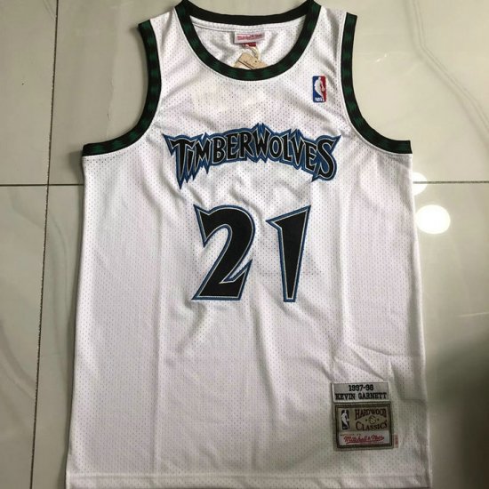 NBA 21 Kevin Garnett Minnesota Timberwolves 1995-96 Maillot blanc noir